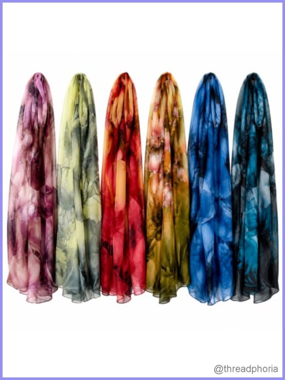 6 Pcs Lightweight Long Shawl Wraps Silk Touch Georgette Scarf Set